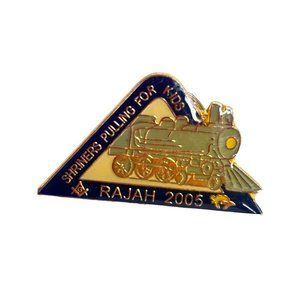 Lapel Pin Shriners Pulling for Kids Rajah 2005 Train Triangle 1.25"